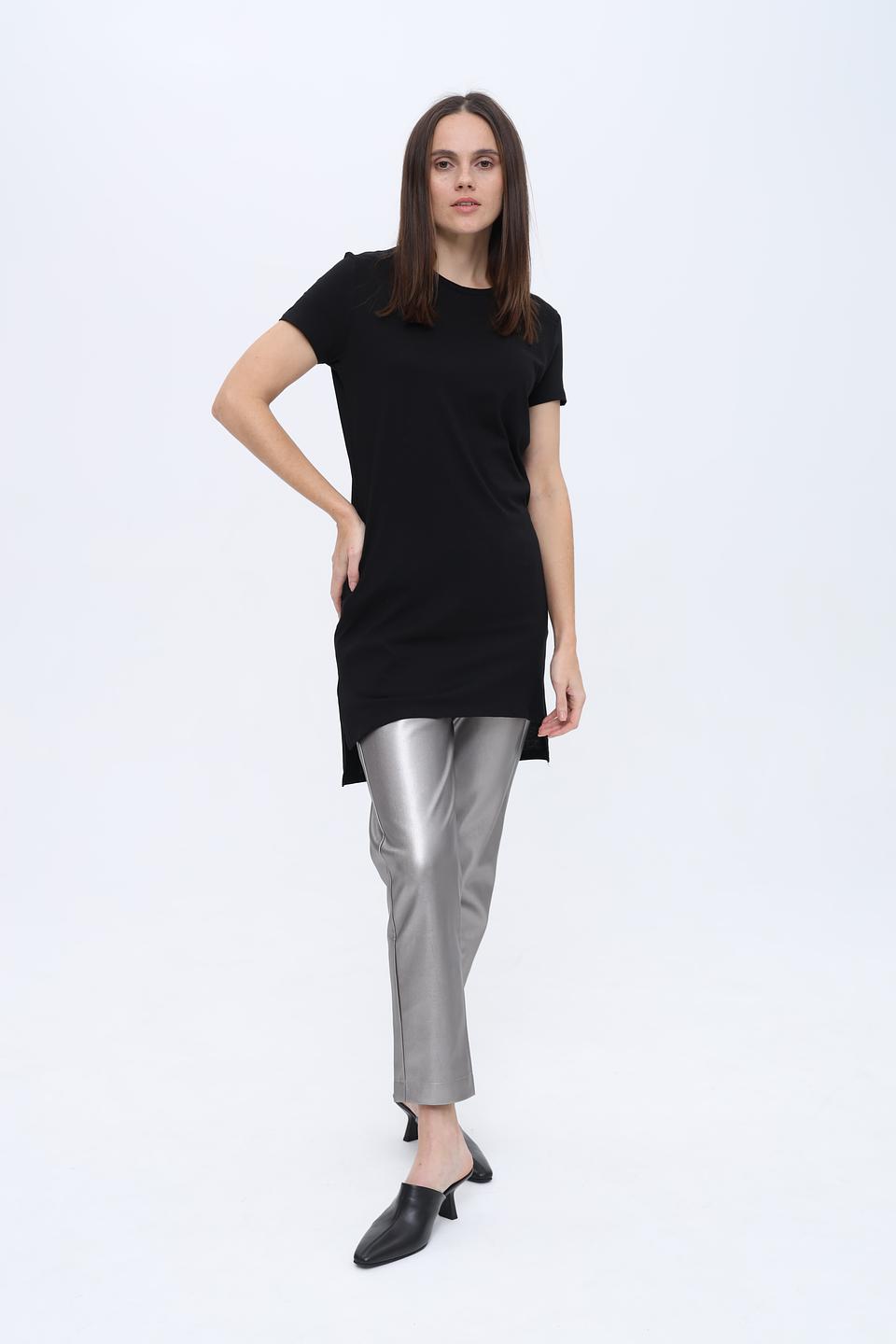 Брюки Leo & Ugo из экокожи серебристые