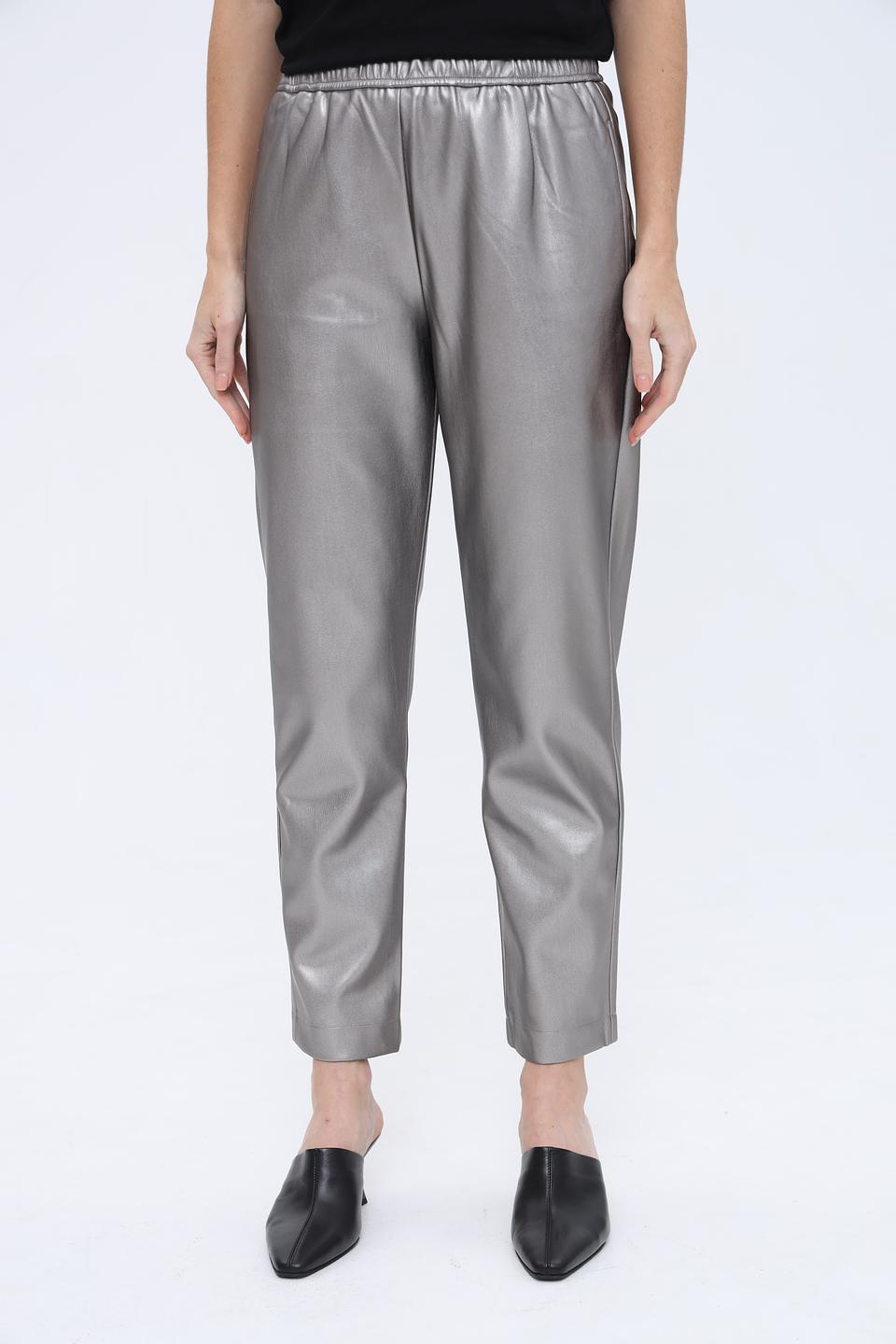Брюки Leo & Ugo из экокожи серебристые