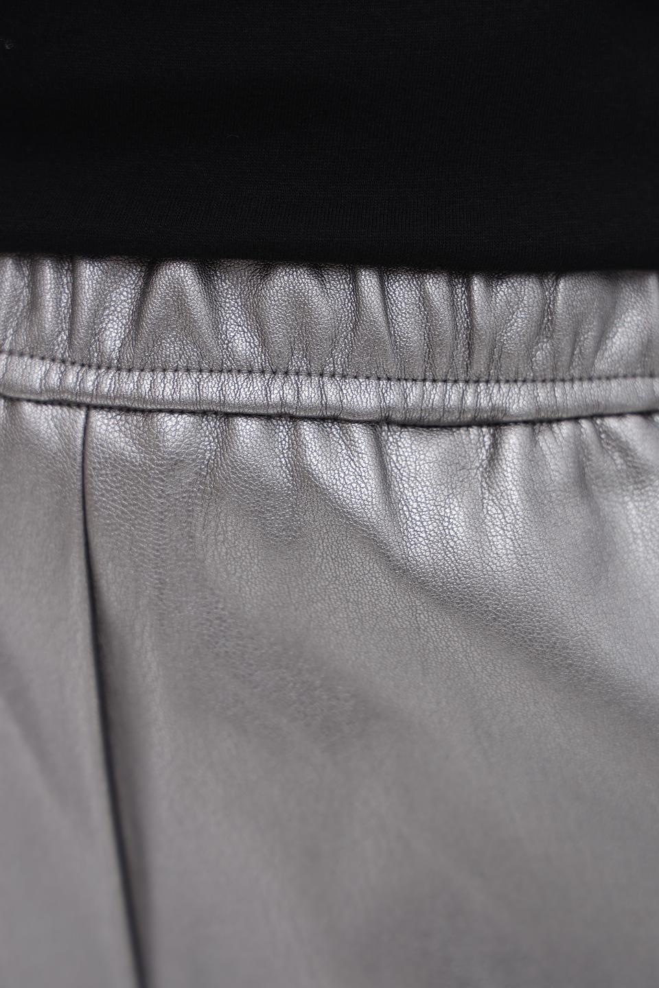 Брюки Leo & Ugo из экокожи серебристые