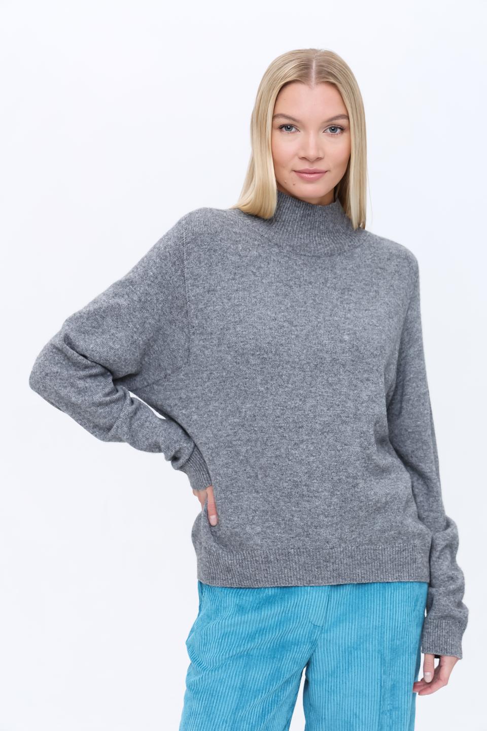 Пуловер Oui с горлом серый