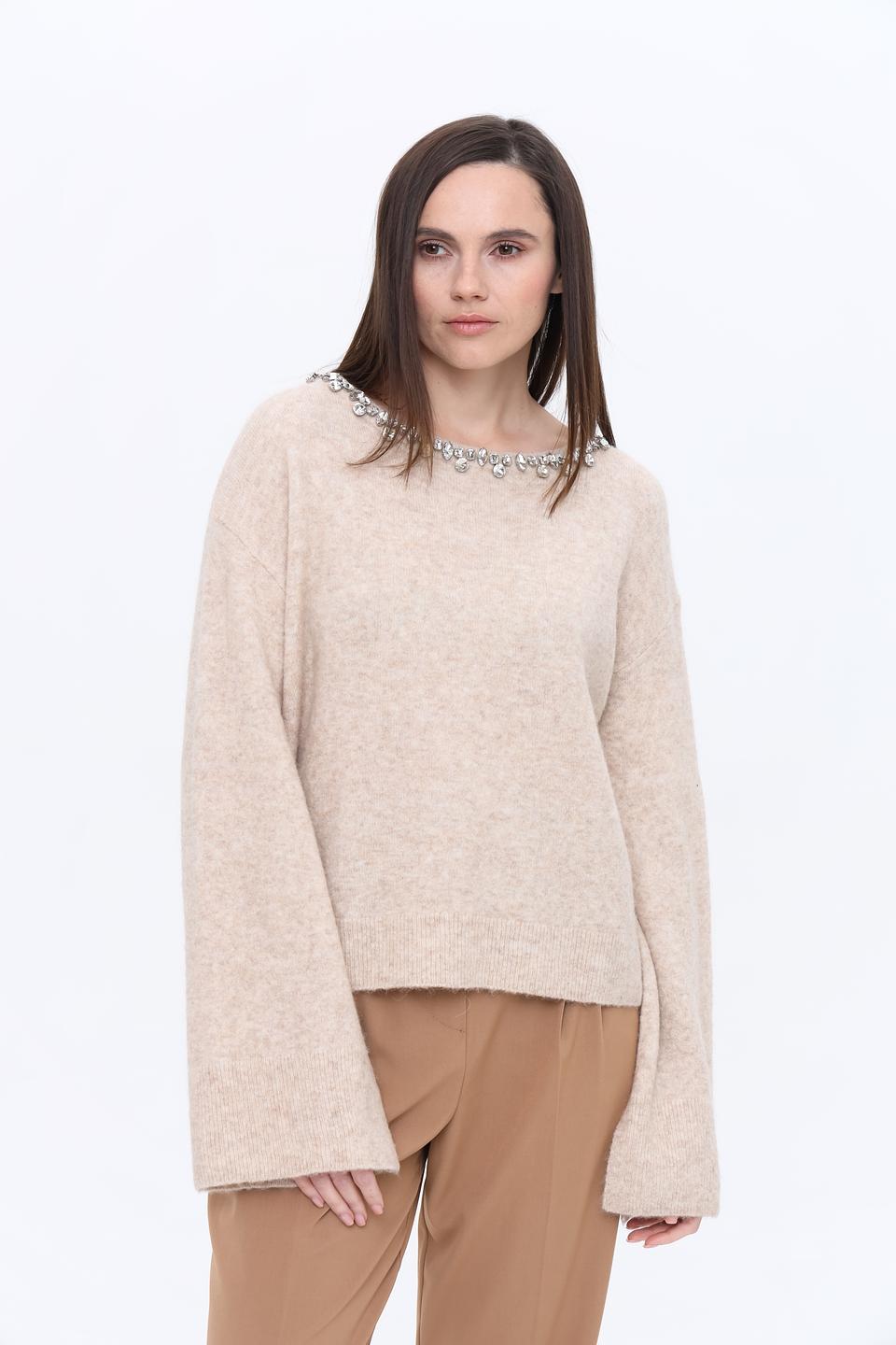 Джемпер Kaos с кристаллами бежевый