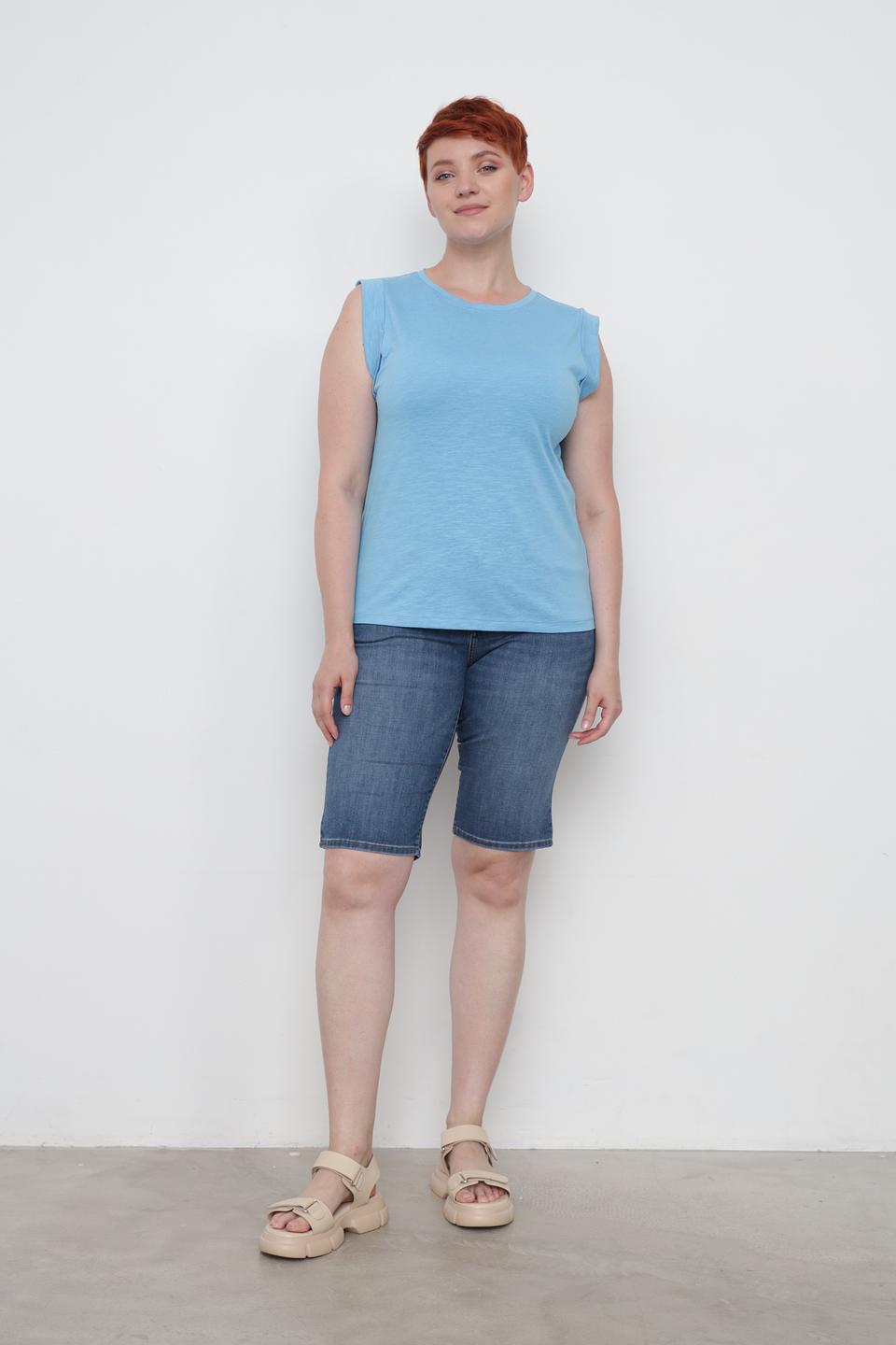 Топ Tom Tailor с рукавами-воланами голубой