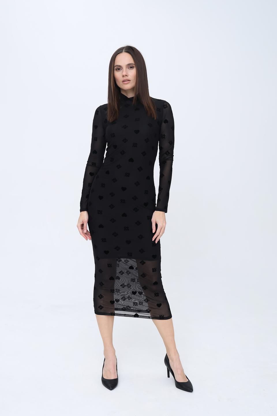 Платье Hugo с узором чёрное