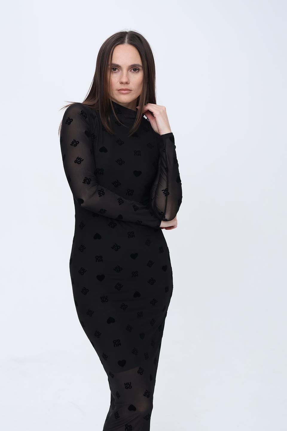 Платье Hugo с узором чёрное