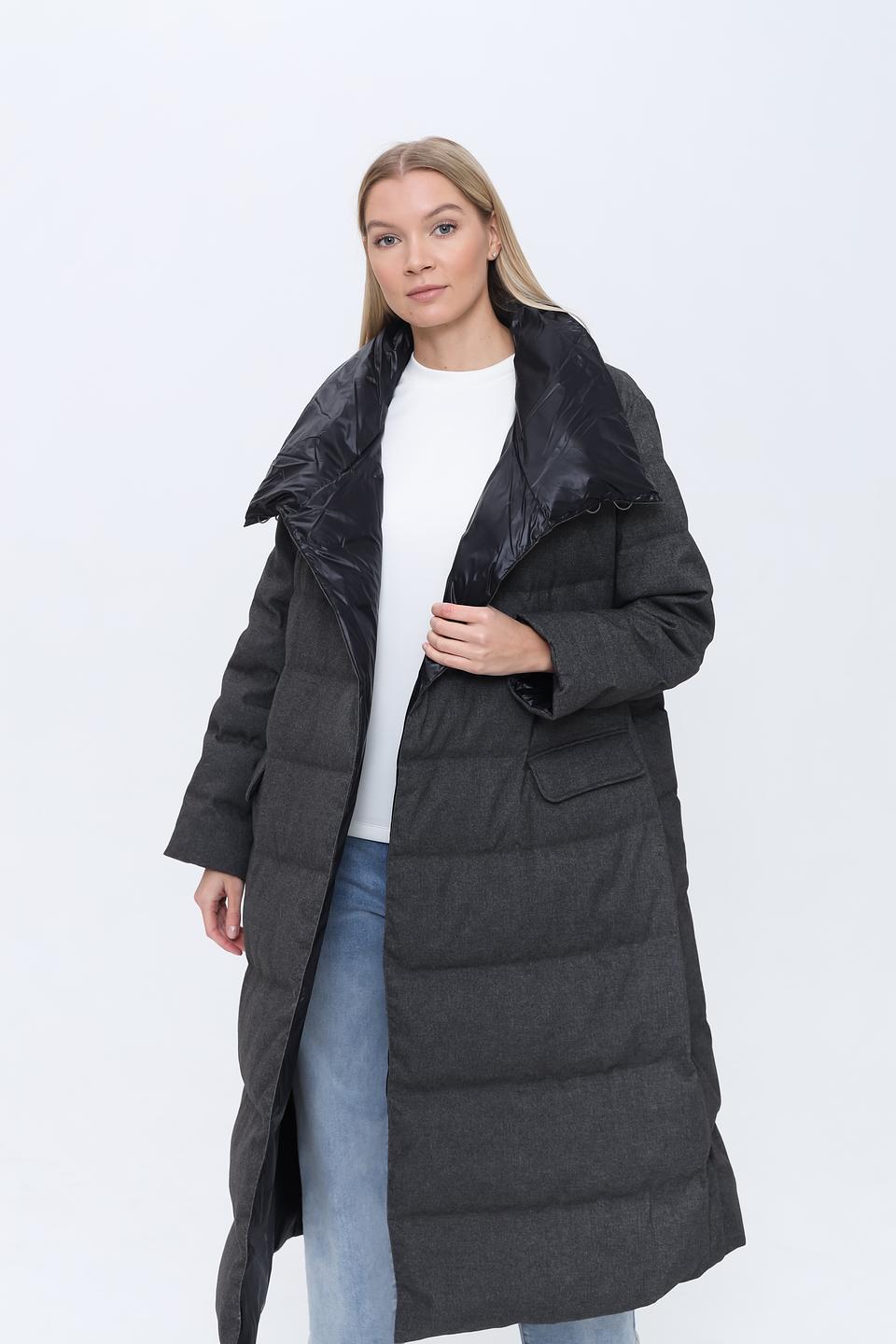 Пальто Emporio Armani стеганое серое