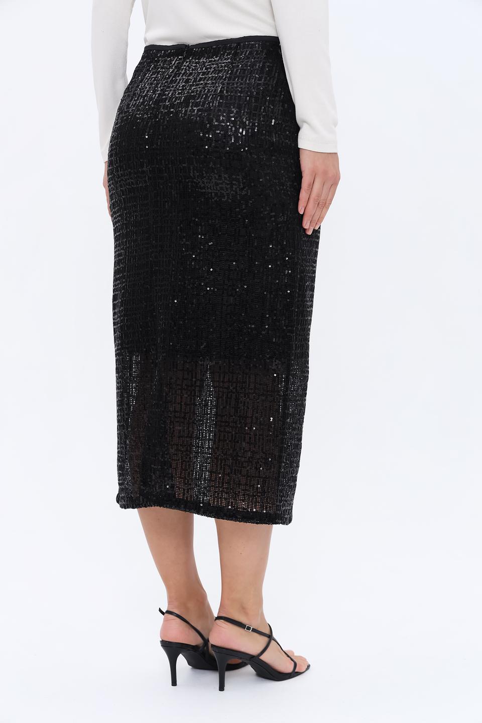 Юбка Lecomte с пайетками черная