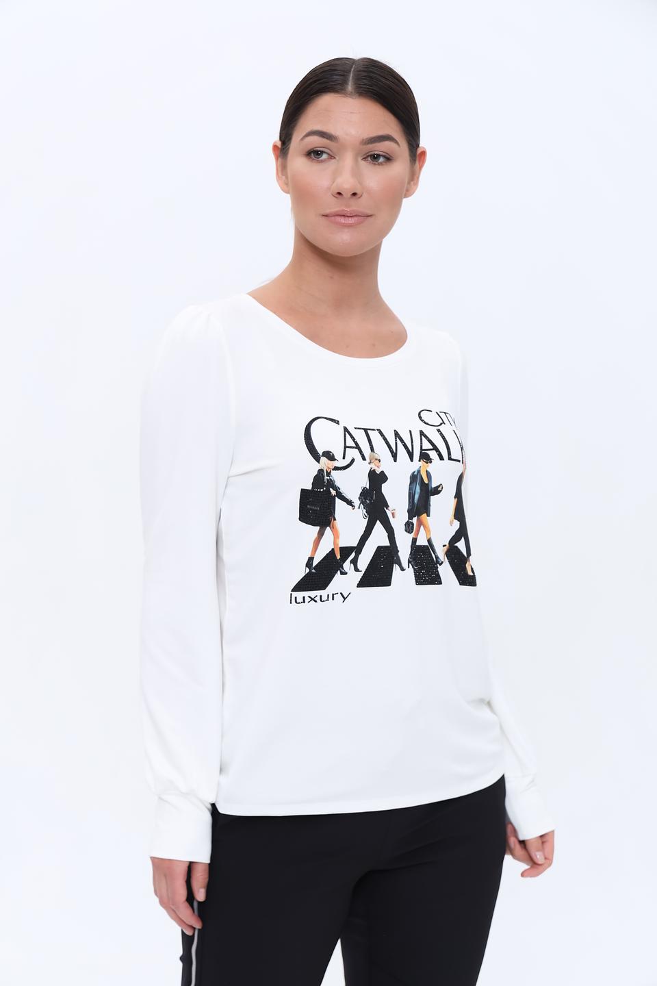 Лонгслив Monari с принтом Catwalk белый