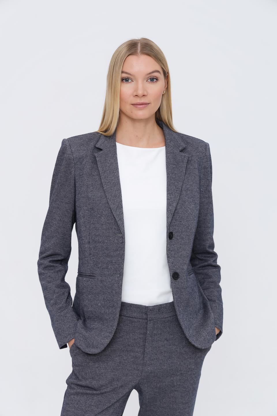 Жакет Oui в клетку серый