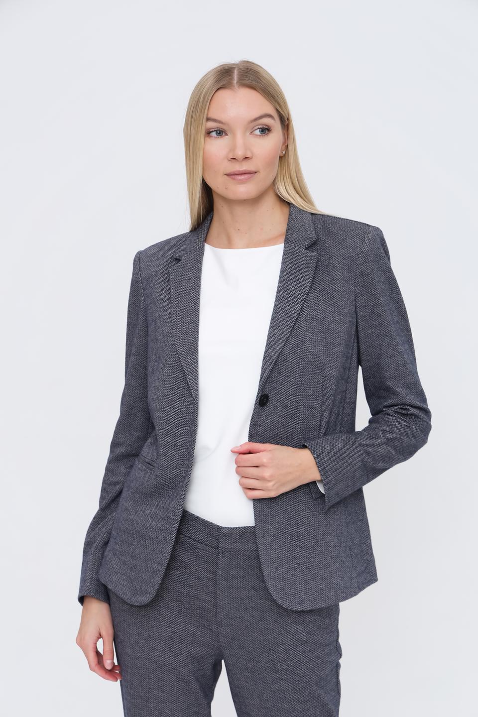 Жакет Oui в клетку серый