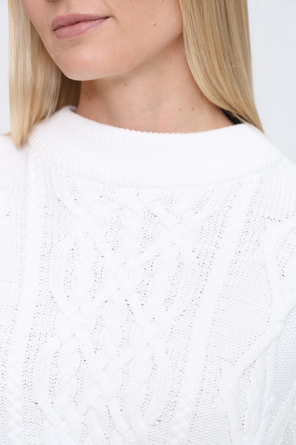 Пуловер Oui женский белый с косами