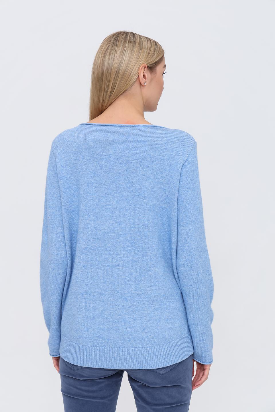 Пуловер Oui голубой с карманом
