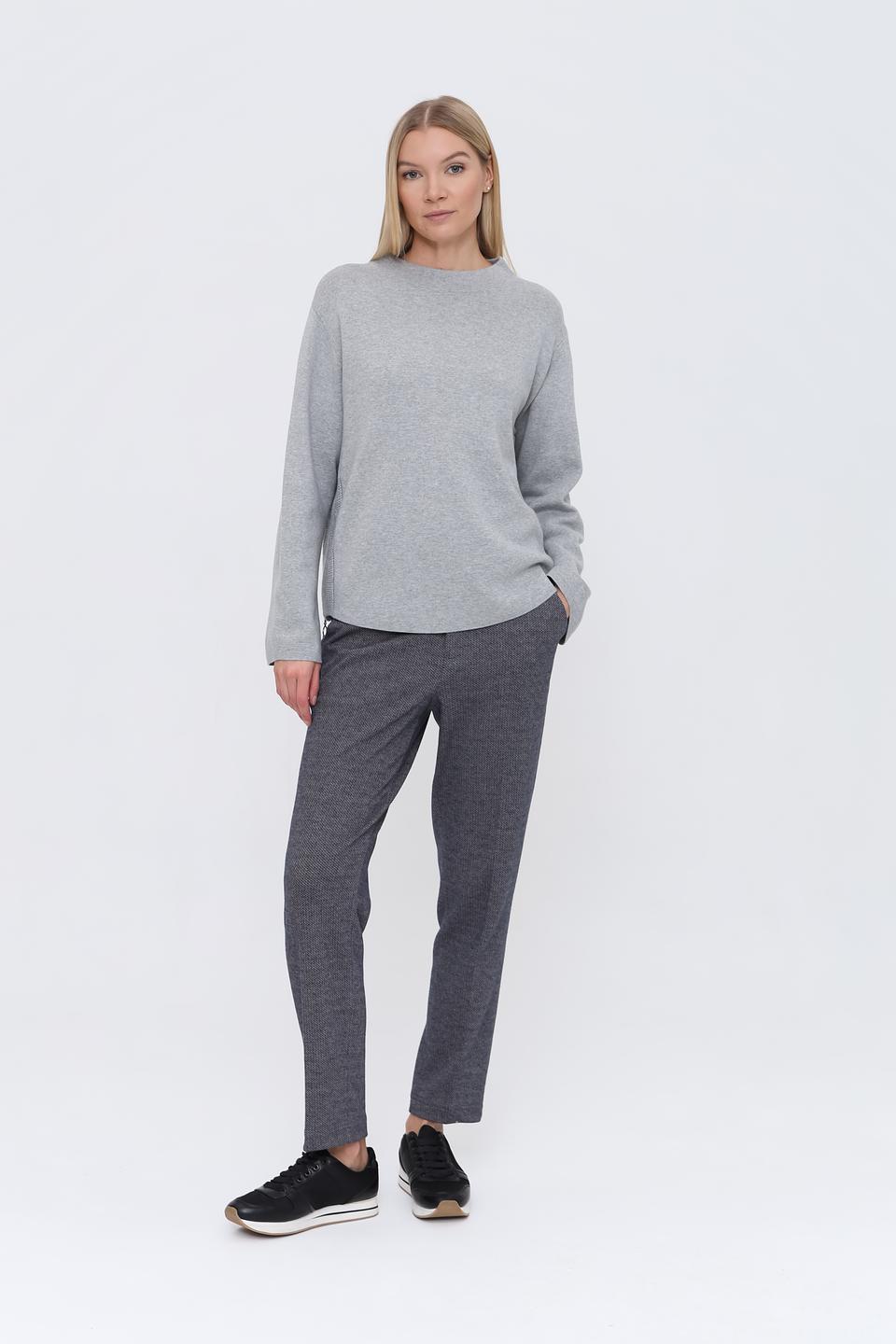 Пуловер Oui серый с сеткой