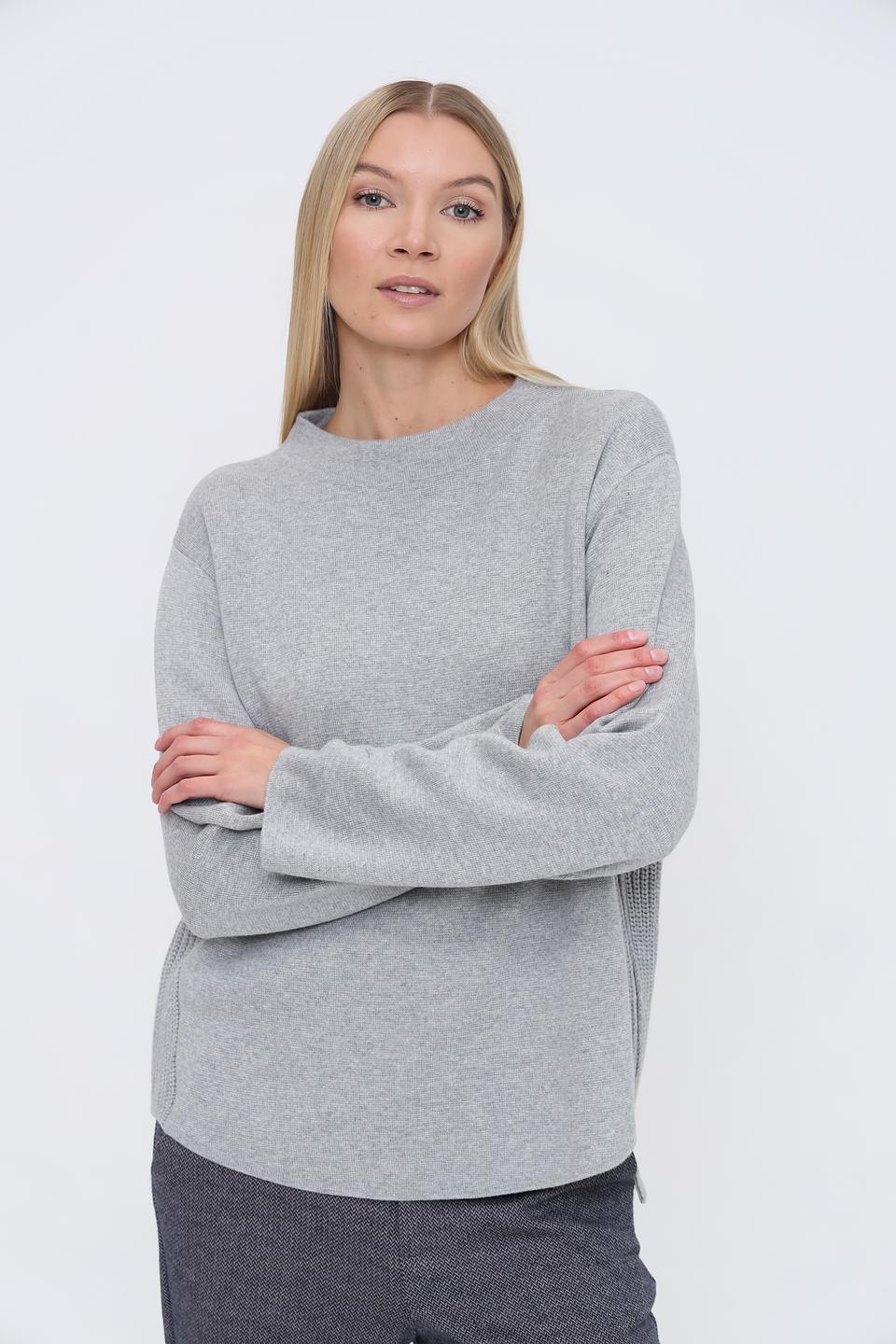 Пуловер Oui серый с сеткой