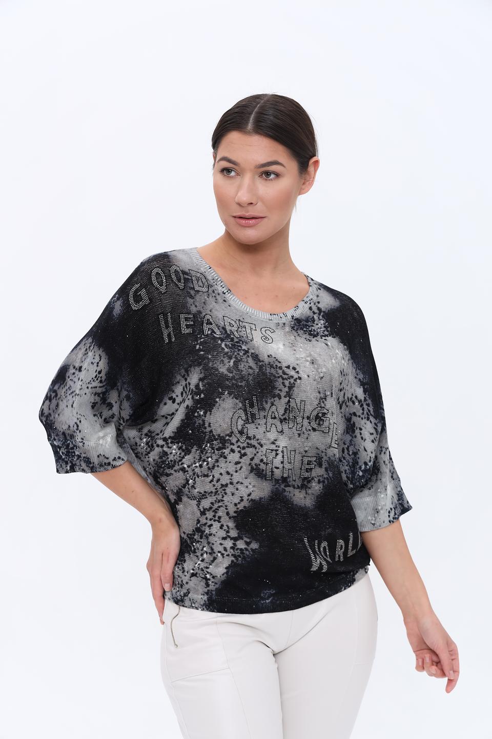 Пуловер Monari с принтом "Good Hearts"