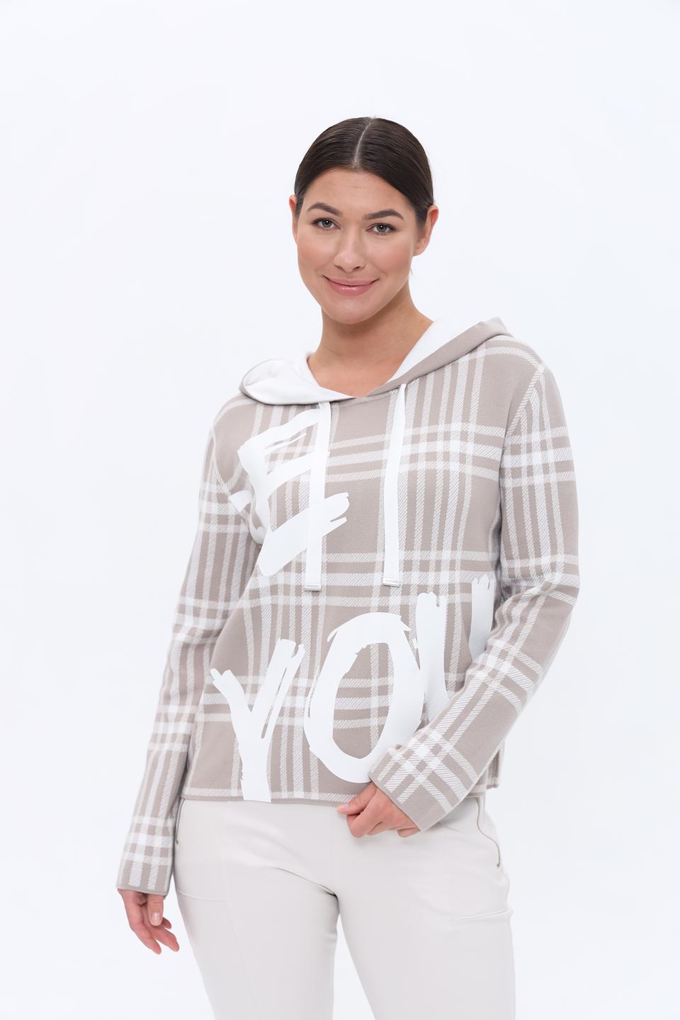 Пуловер Monari в клетку с капюшоном