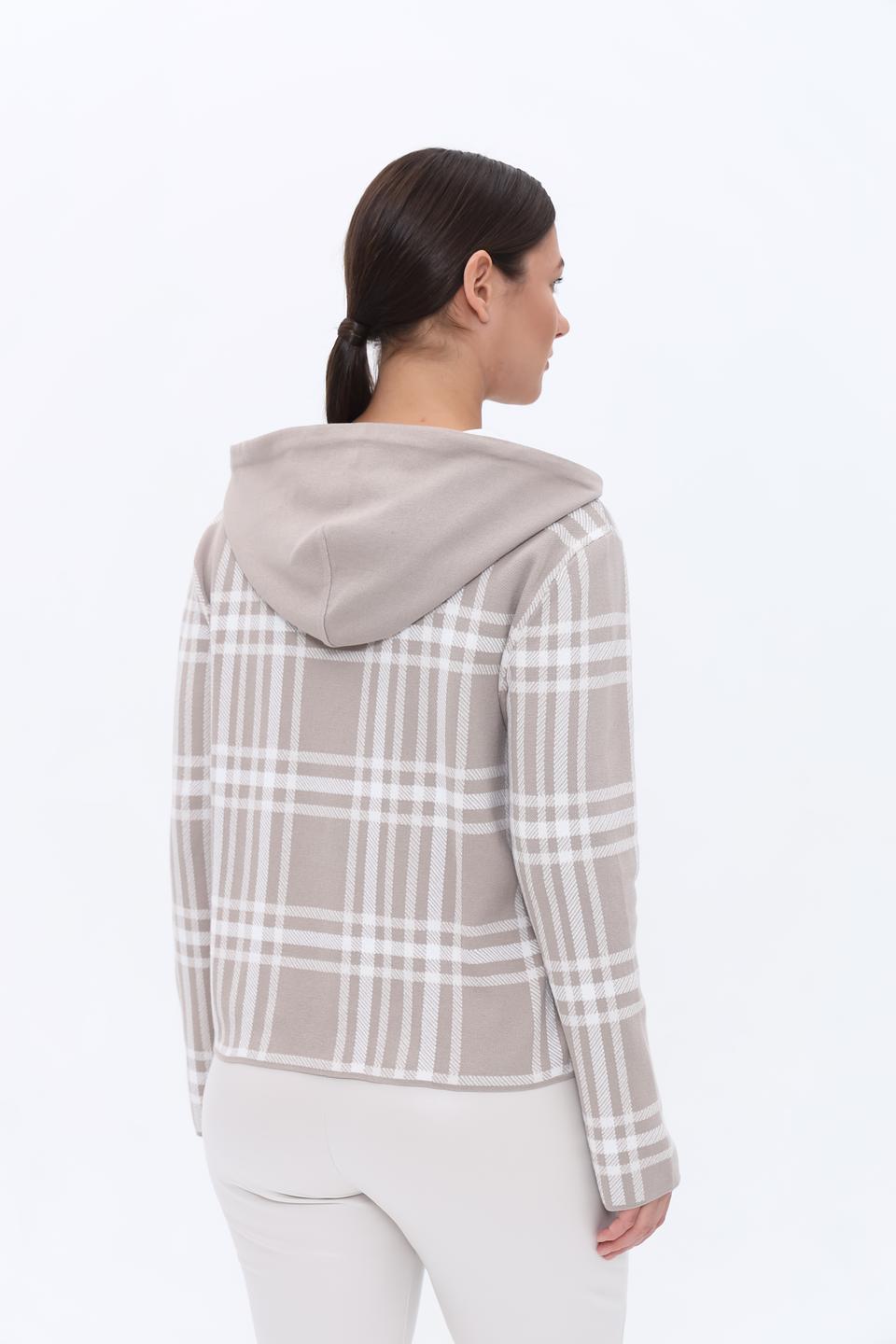 Пуловер Monari в клетку с капюшоном