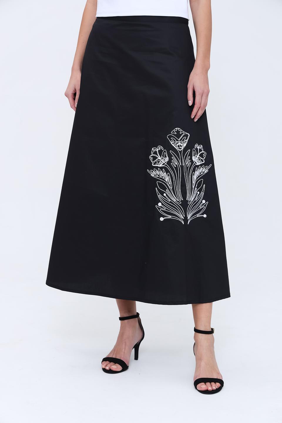 Юбка Pezzo с вышивкой чёрная