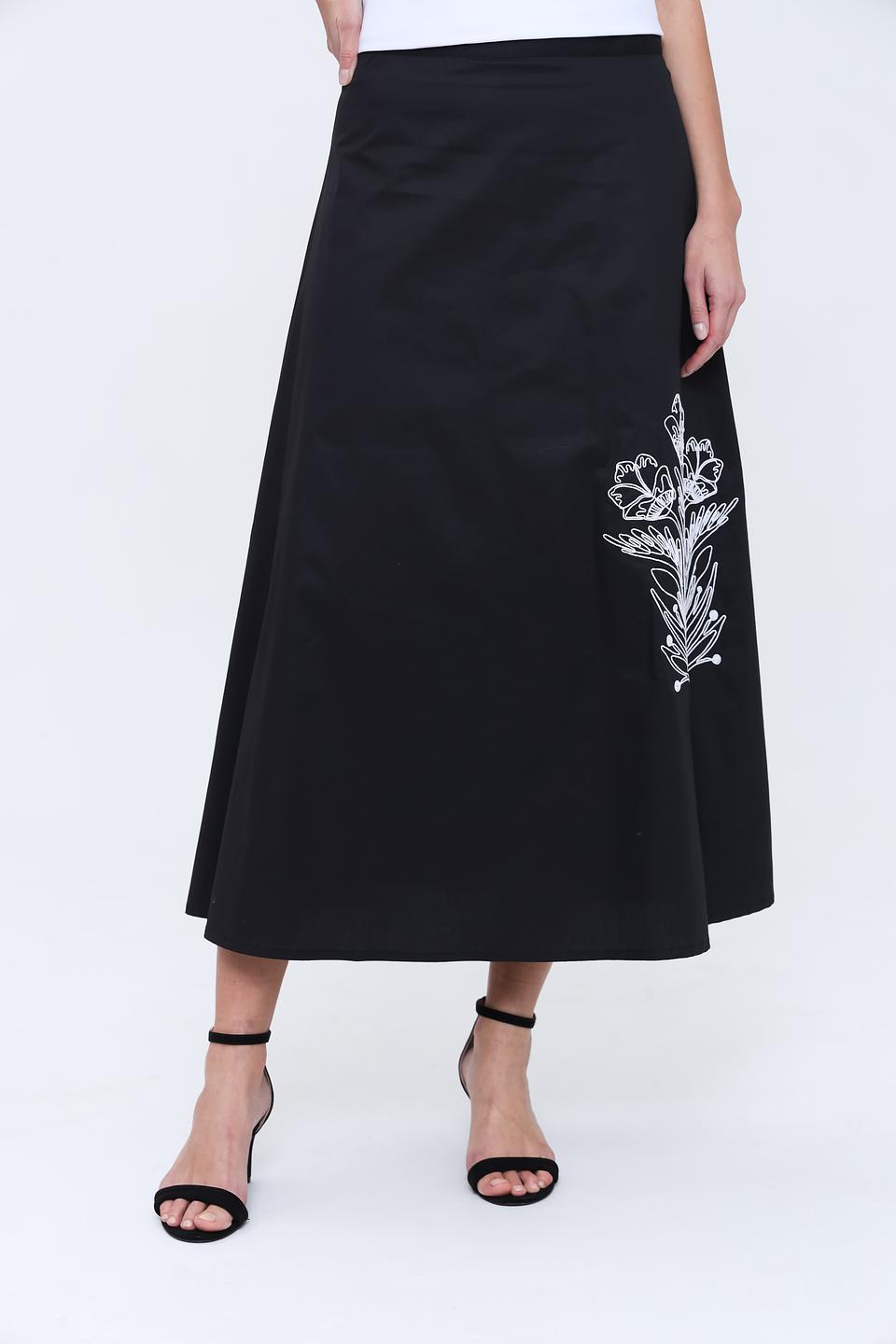 Юбка Pezzo с вышивкой чёрная