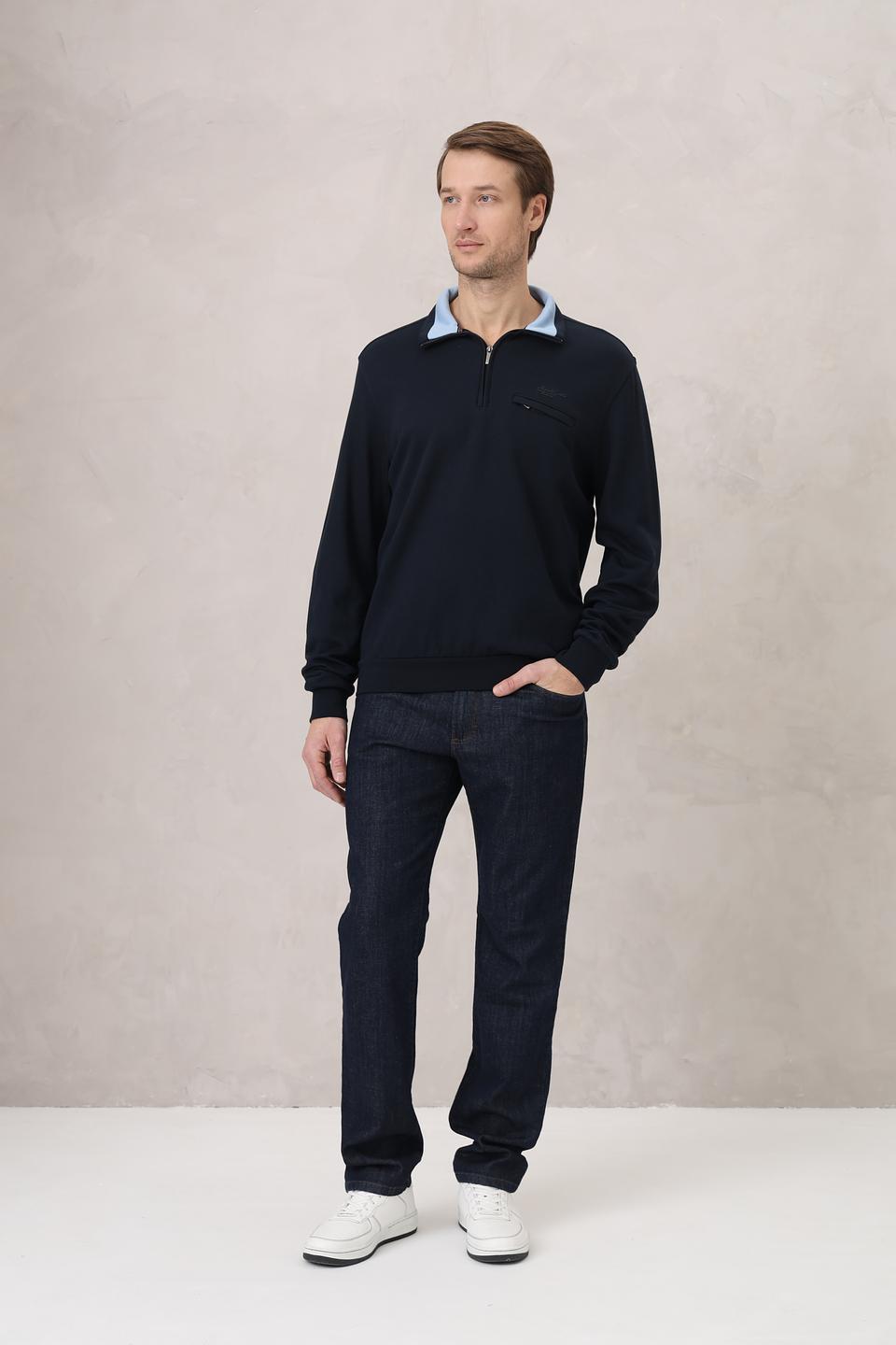 Джемпер Monte Carlo с молнией темно-синий