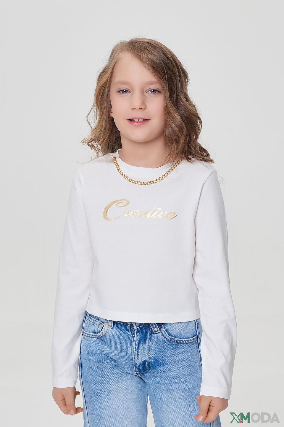 Белый лонгслив Choupette с золотистым принтом Creative