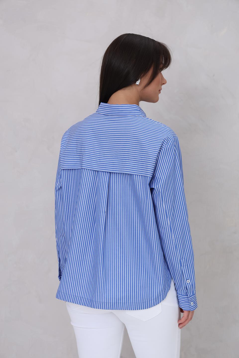 Рубашка Cinque в полоску голубую