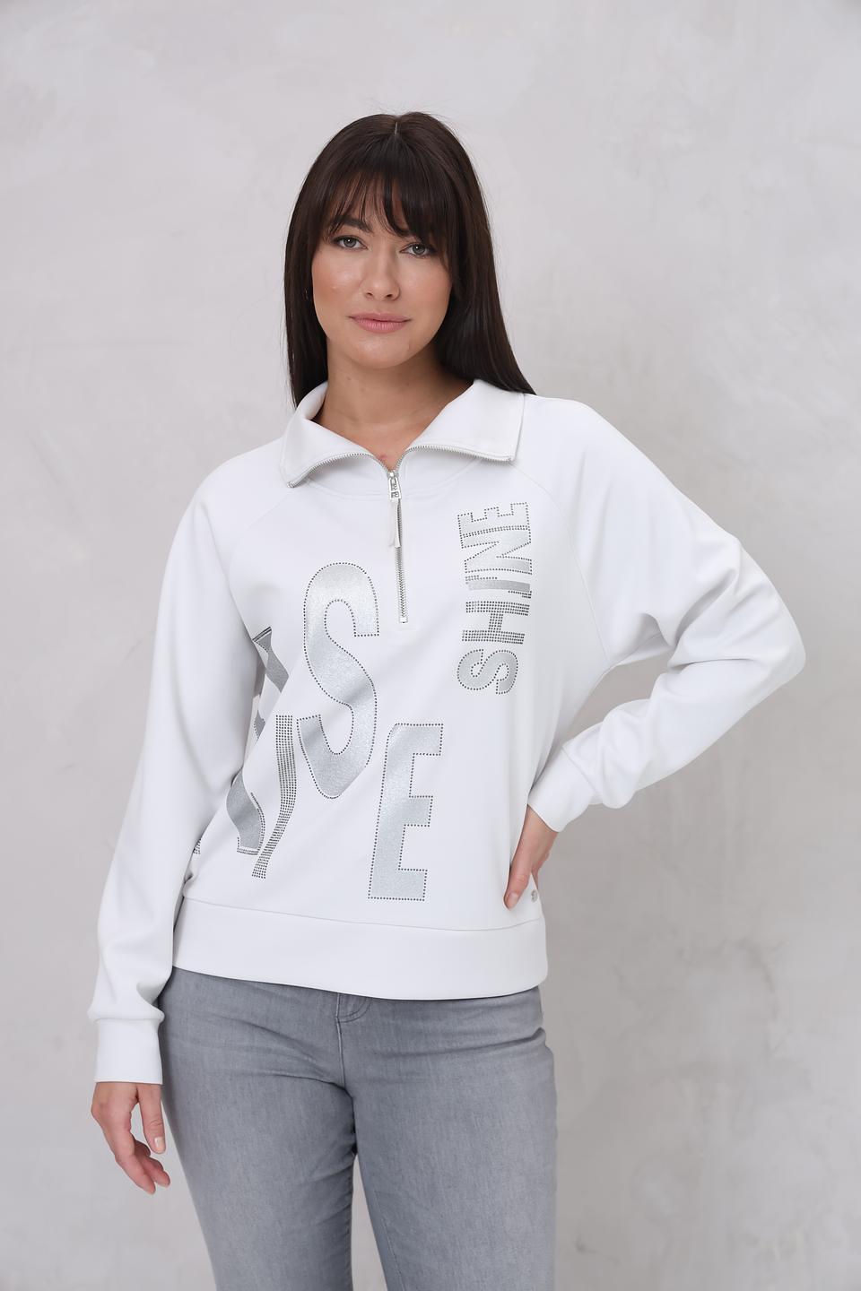 Пуловер Monari с блестками белый