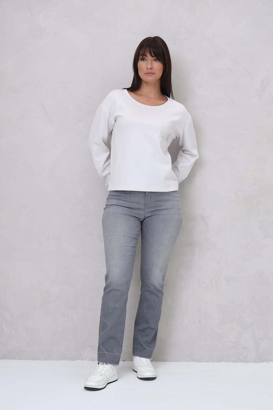 Пуловер Monari с кристаллами белый