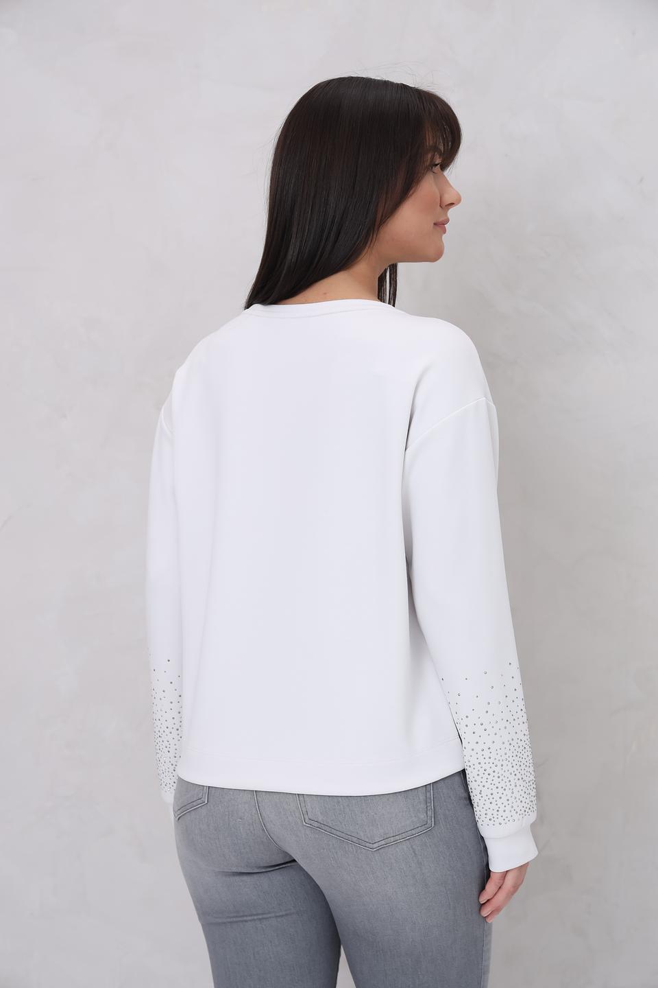 Пуловер Monari с кристаллами белый