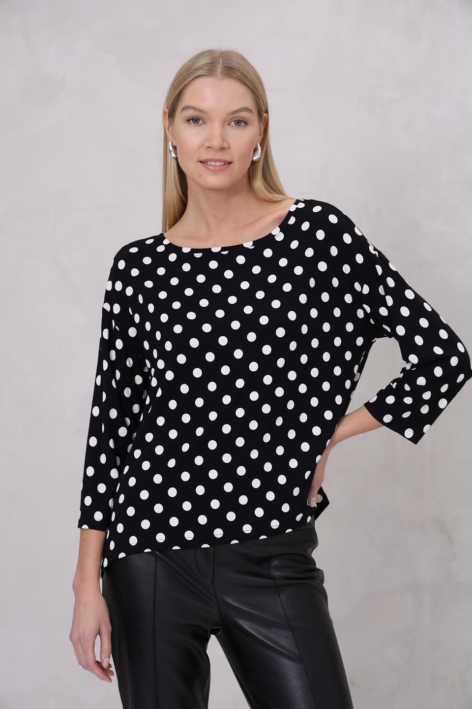 Лонгслив Monari в горошек чёрный