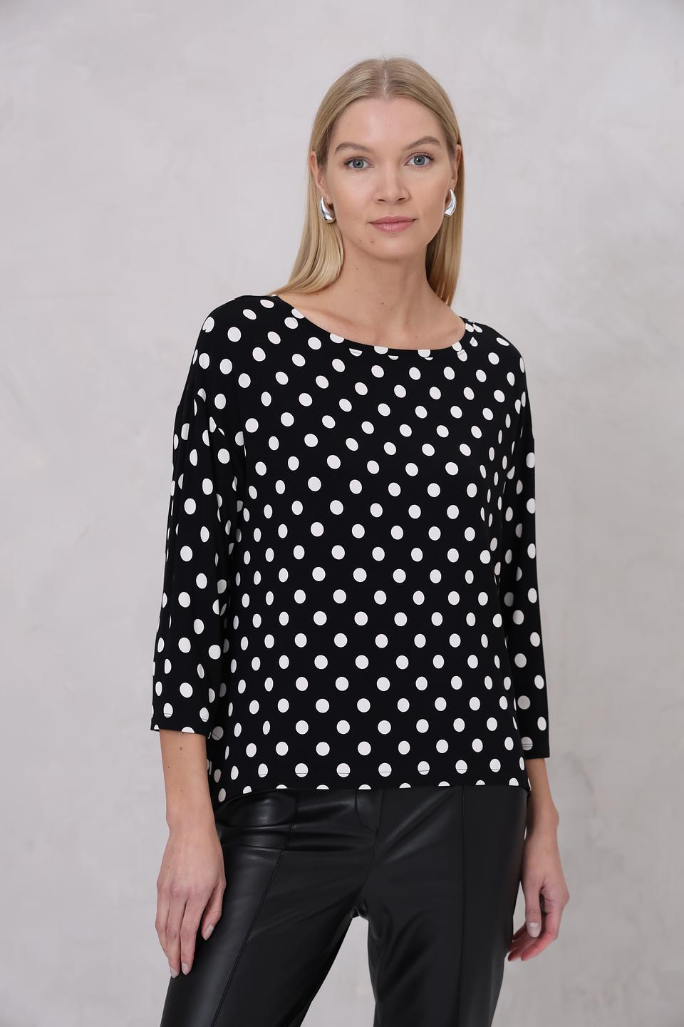 Лонгслив Monari в горошек чёрный