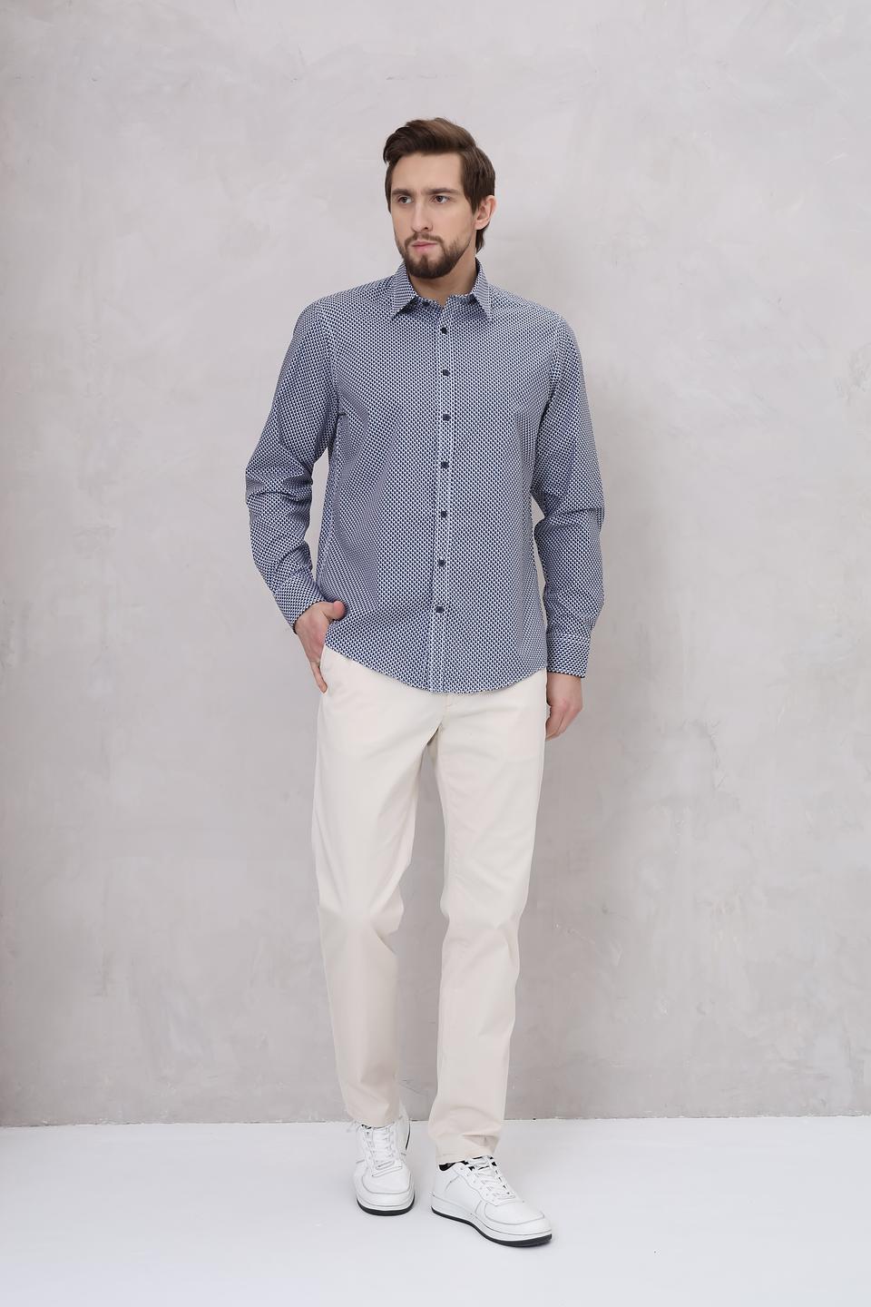 Рубашка Casa Moda с принтом синий