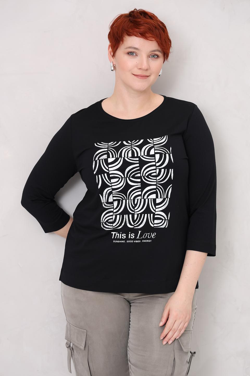 Лонгслив Via Appia с принтом чёрный