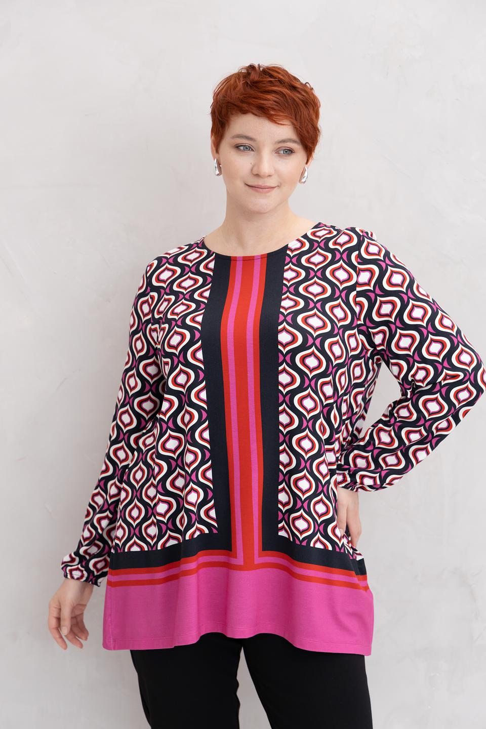 Блуза Frapp с принтом и полосками