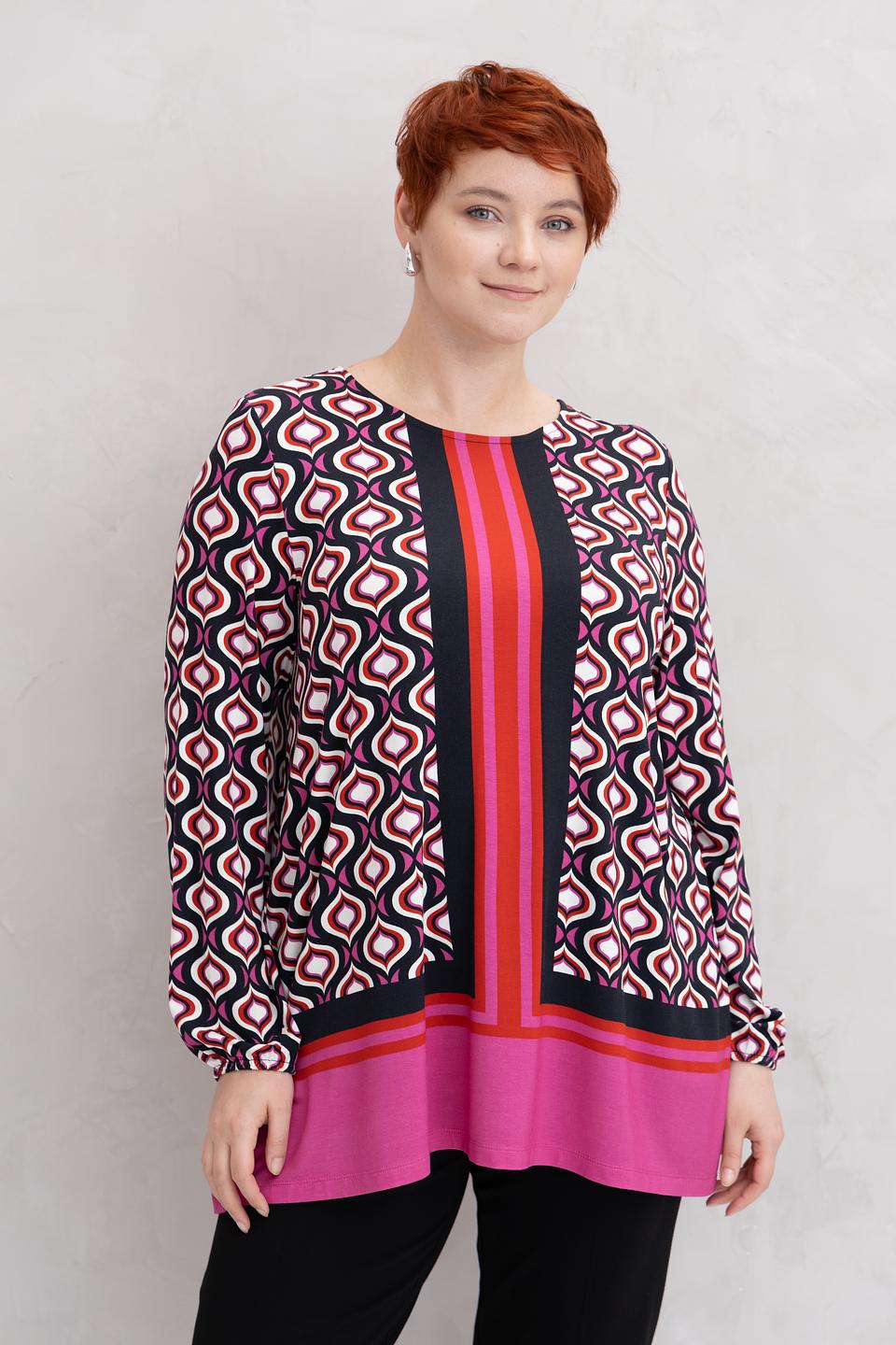 Блуза Frapp с принтом и полосками