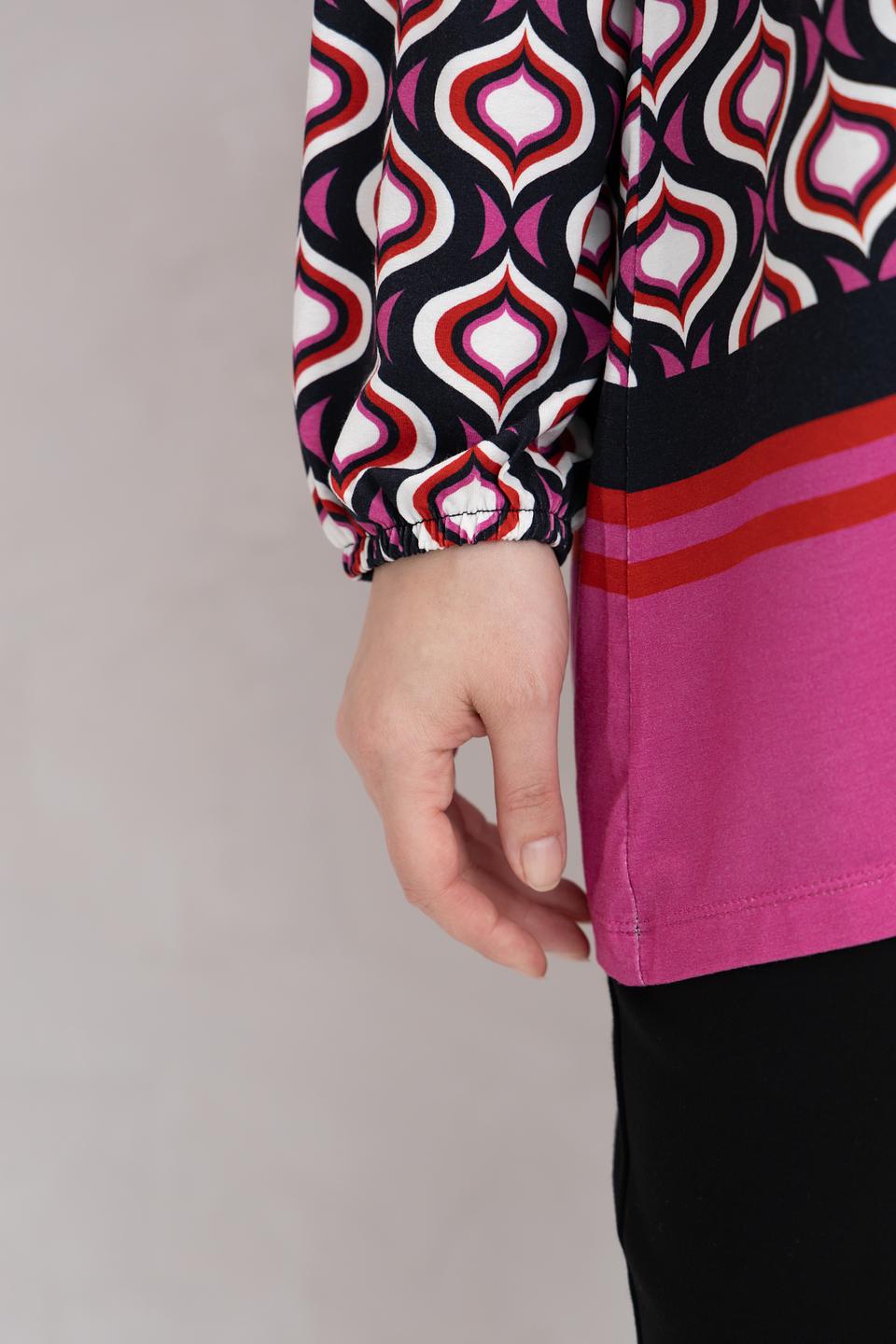 Блуза Frapp с принтом и полосками