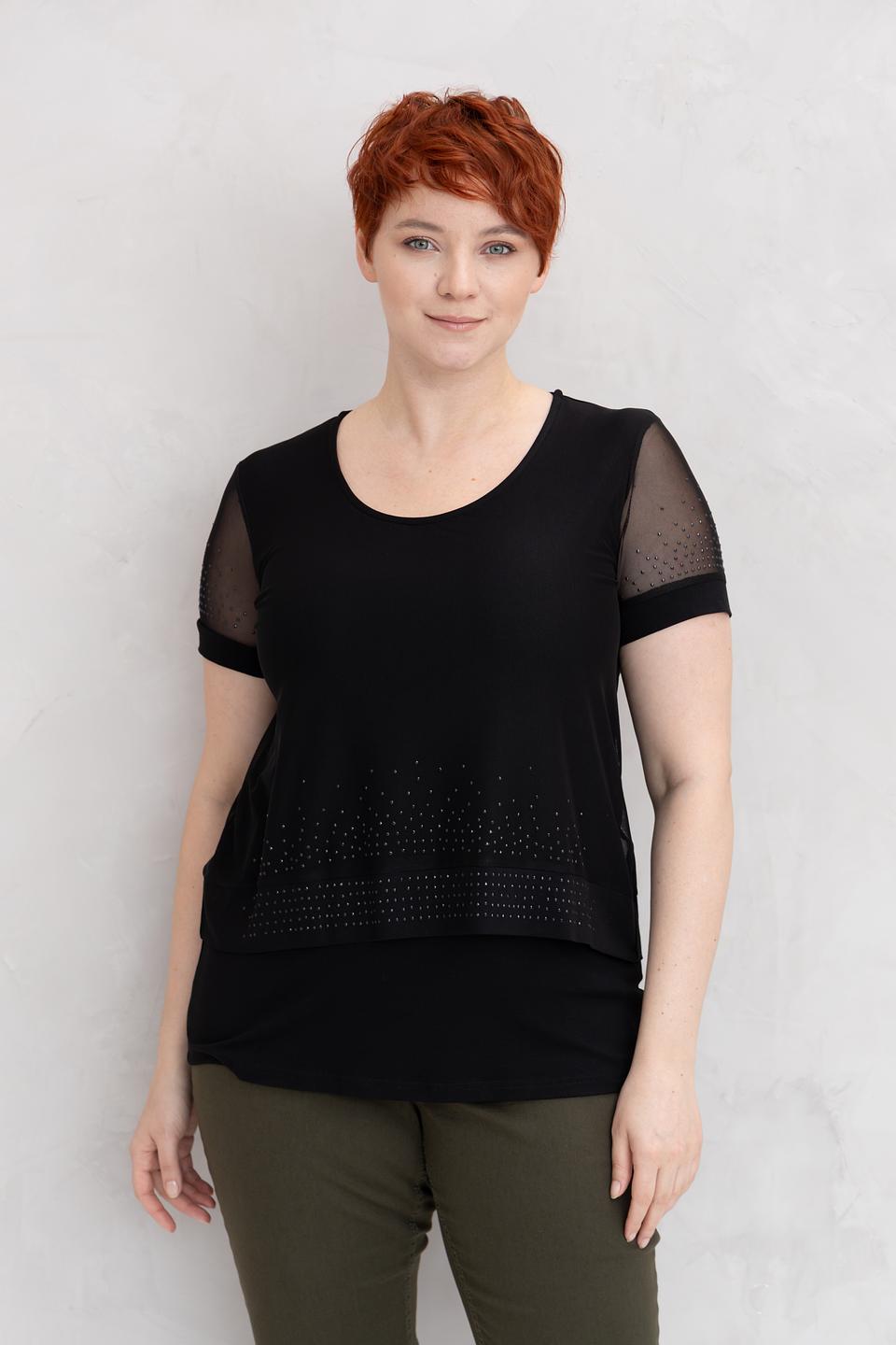 Блуза Doris Streich с вышивкой чёрная