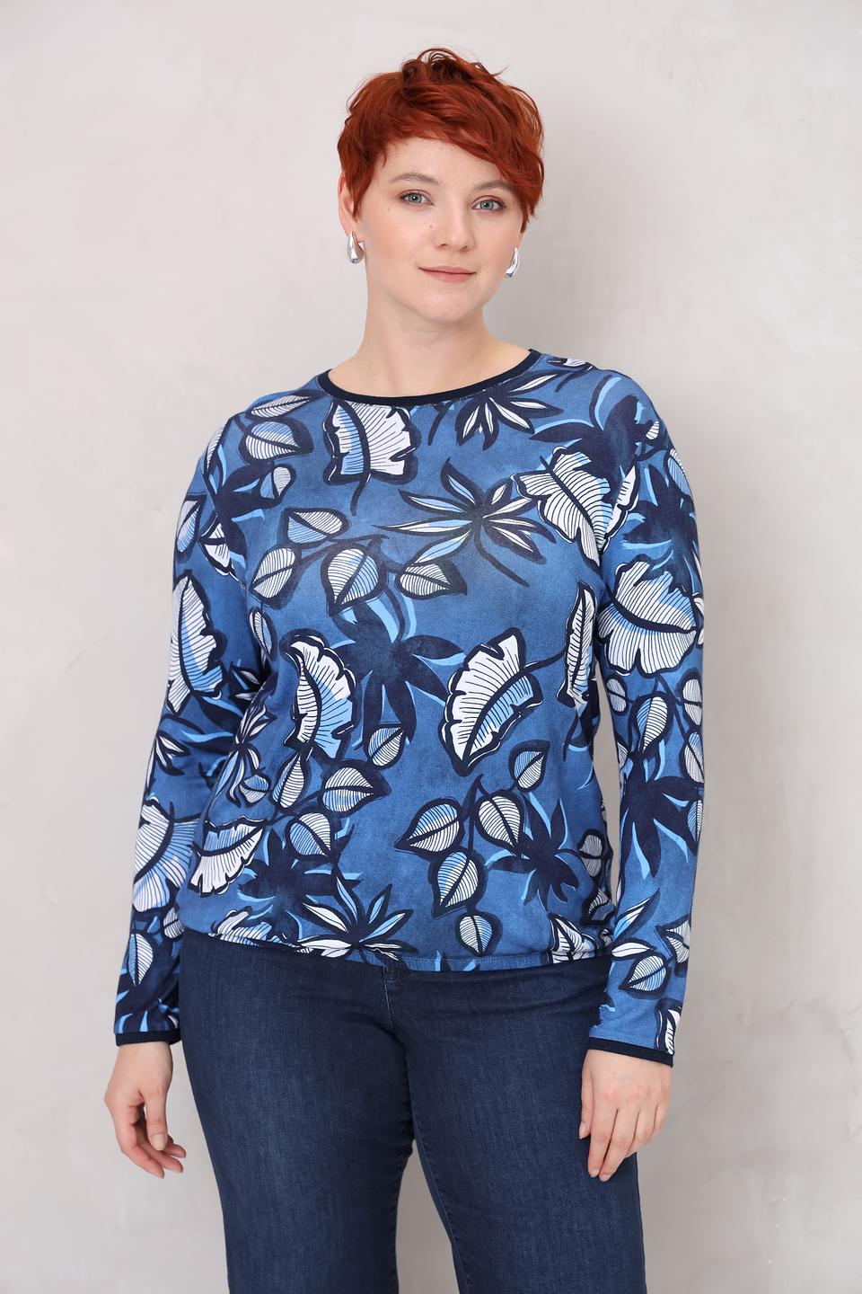 Пуловер Rabe collection с принтом синий