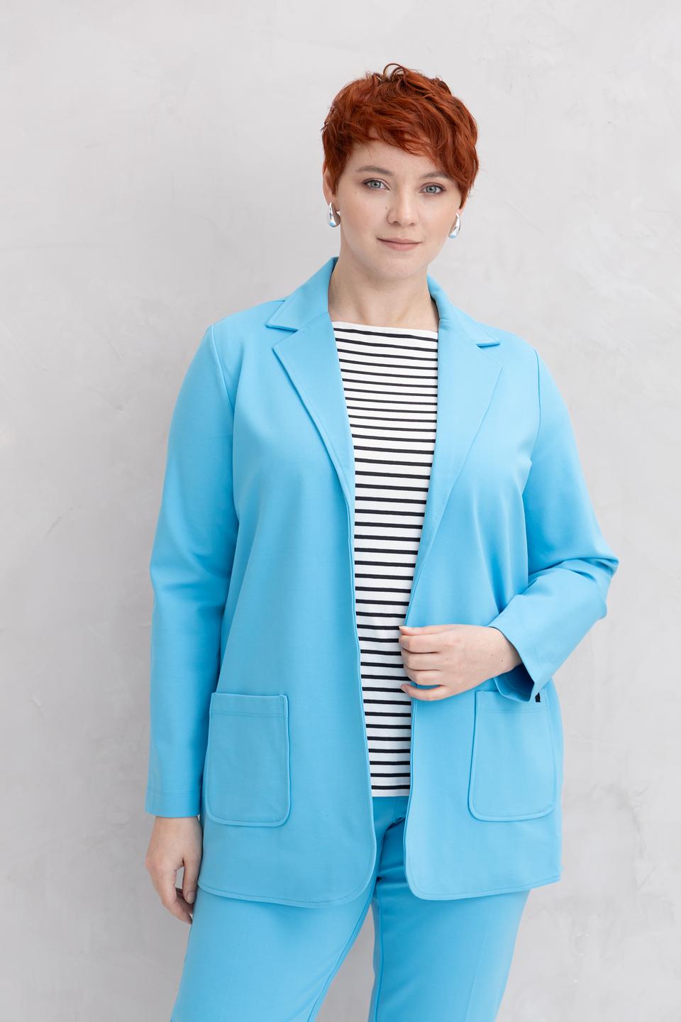 Жакет Frapp голубой приталенный