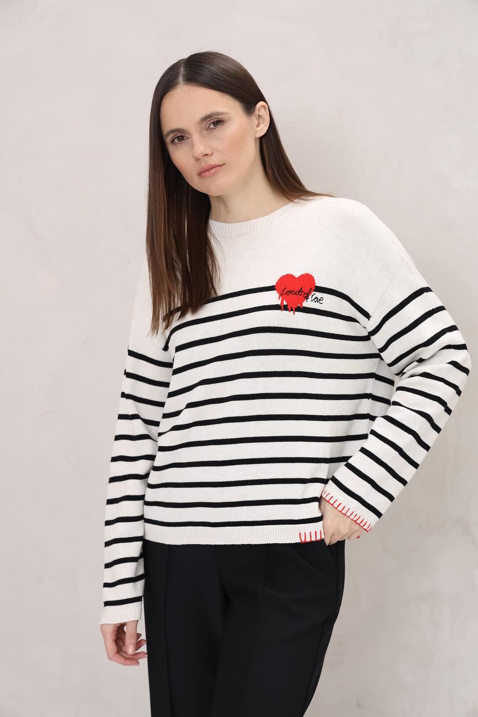 Пуловер Oui в полоску