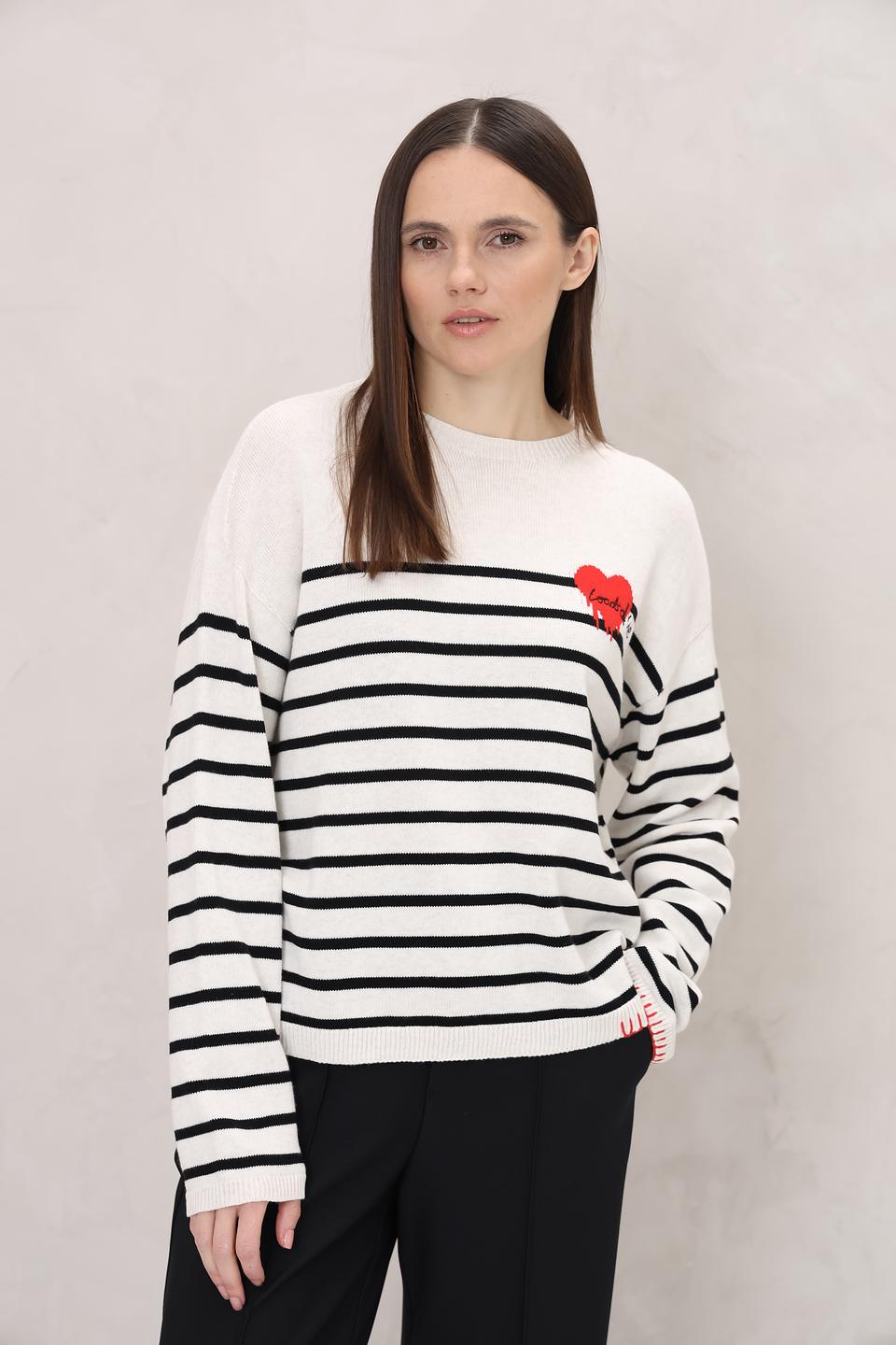 Пуловер Oui в полоску