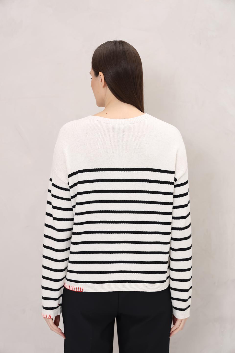 Пуловер Oui в полоску
