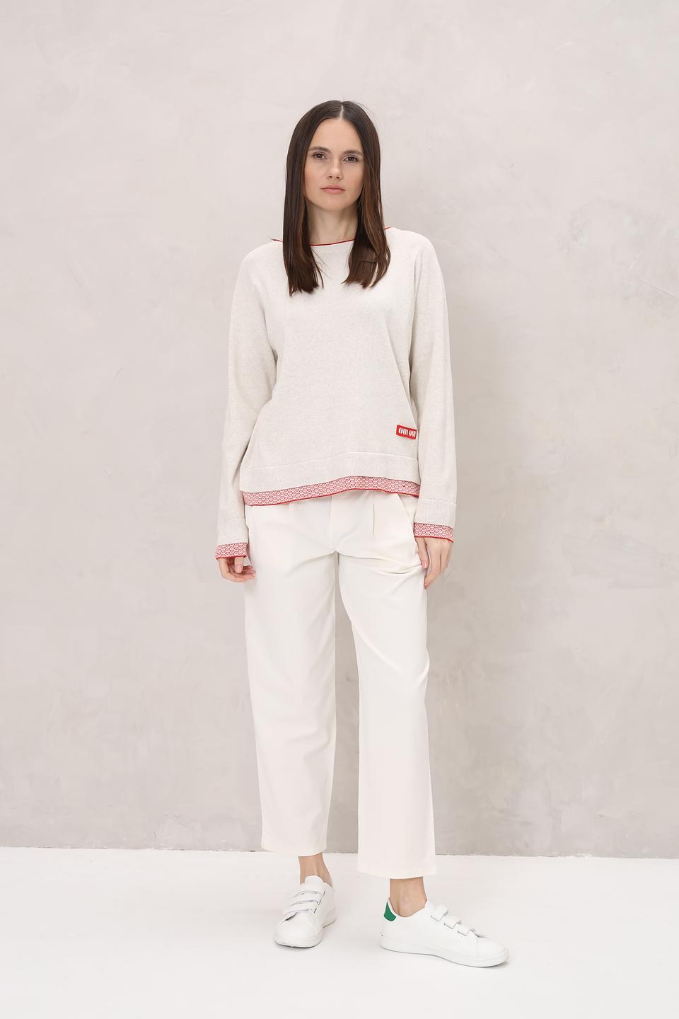 Пуловер Oui с красной отделкой