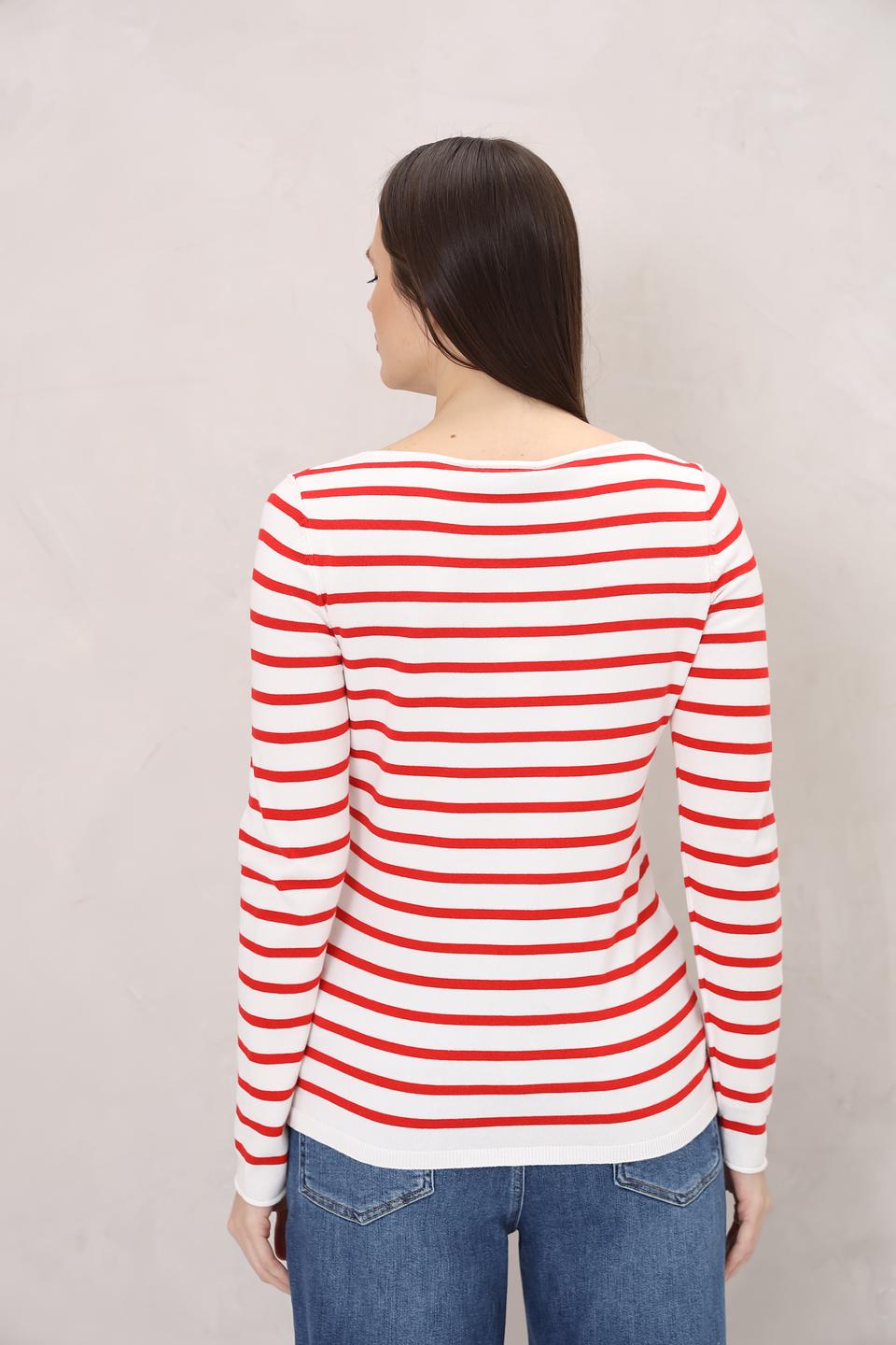 Пуловер Oui в полоску красный