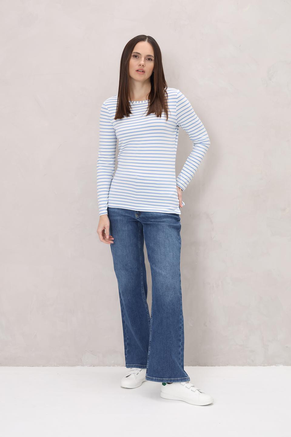 Лонгслив Oui в полоску голубой