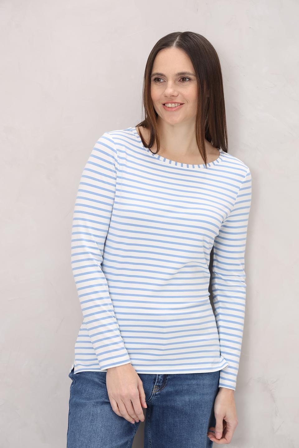 Лонгслив Oui в полоску голубой