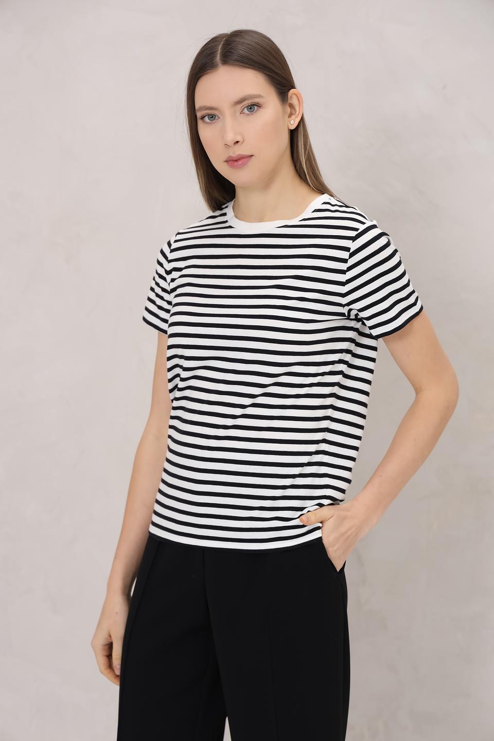Футболка Tom Tailor в полоску чёрно-белая
