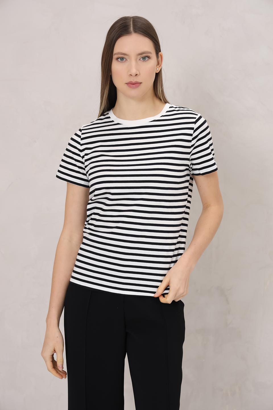 Футболка Tom Tailor в полоску чёрно-белая