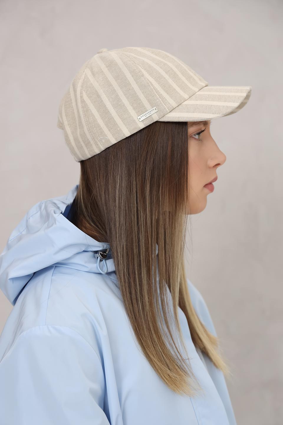 Бейсболка Seeberger в полоску бежевая