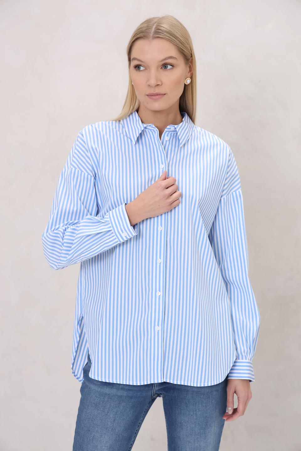 Рубашка Oui в полоску голубую