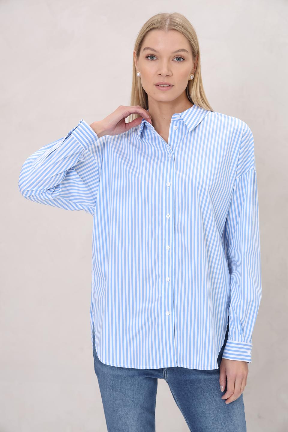 Рубашка Oui в полоску голубую